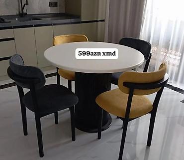 stol stul dəsti: Dəyirmi yemək masası və 4 ədəd stul dəsti - Stil: müasir, minimal — 4