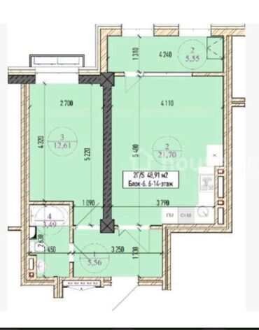 Продажа квартир: 2 комнаты, 48 м², Элитка, 11 этаж, ПСО (под самоотделку)