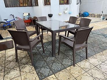 Bağ, çöl masa və oturacaq dəstləri: Yeni, Dördbucaq masa, 6 stul, Açılan, Stullar ilə, Plastik, Türkiyə — 11