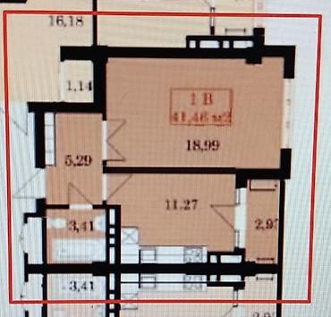 Продажа квартир: 1 комната, 42 м², Джал-15 Элитка, 13 этаж, ПСО (под самоотделку) — 2
