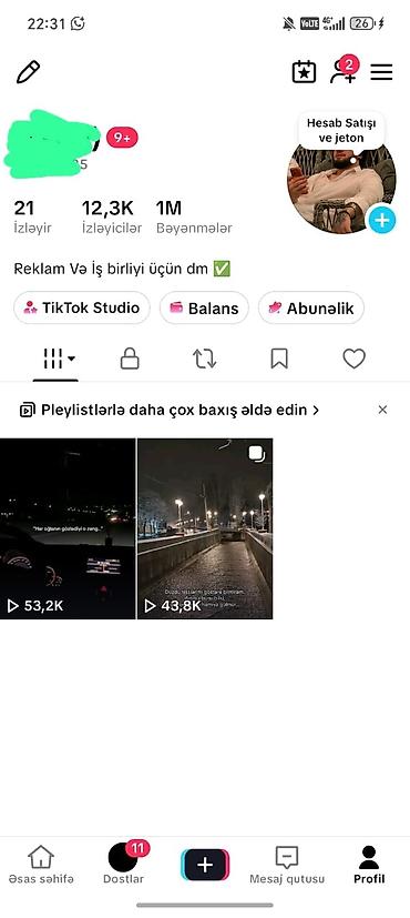 Xidmət: TikTok profilində reklam və əməkdaşlıq Təklif: - Aktiv TikTok