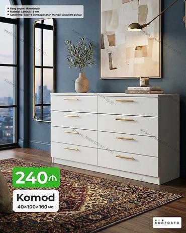 Komodlar: Məhsul: Komod Ölçülər: 40 × 100 × 160 sm Material: Laminat, 18 mm — 1