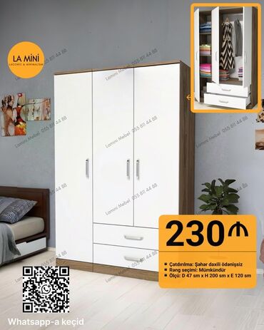 Dolablar: Yeni, Açılan, 3 qapılı Düz dolab, Qarderob, paltar dolabı, Azərbaycan