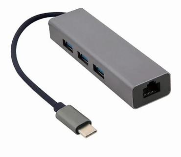 Druga oprema za računare i laptopove: Cablexpert USB‑C gigabit mrežni adapter sa USB 3.1 hubom (3 porta) — 2