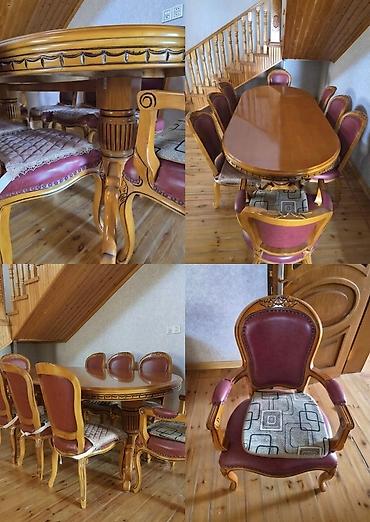 Qonaq otağı üçün, İşlənmiş, Dördbucaq masa, 8 stul