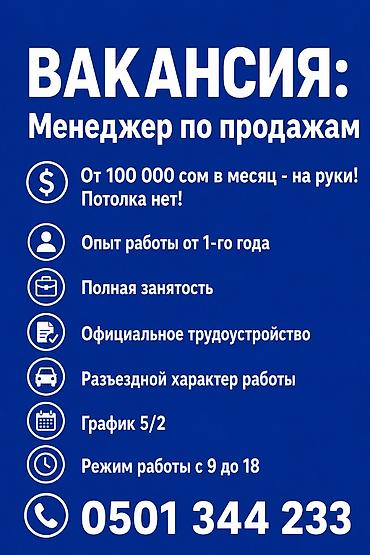 Требуется Менеджер по продажам, График: Пятидневка, Полный рабочий день, % от продаж