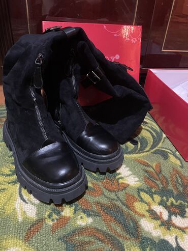 ботинки ботфорты: Сапоги, 39, цвет - Черный