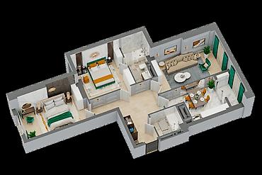 бишкеке 3комнатный квартиру: 3 комнаты, 89 м², Технопарк Элитка, 6 этаж, ПСО (под самоотделку) — 3