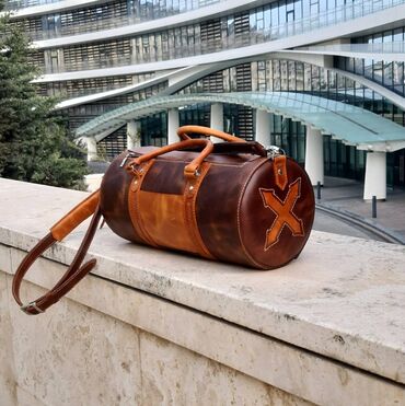 İdman çantaları: İdman çantası Təbii dəridən tamamilə əl işi olan idman çantası — 11