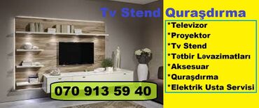 Monitorlar: Televizor, Monitor Quraşdırma Servisi. Tv Stend yığılması, Elektrik