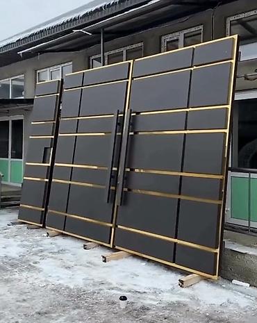 villa sekilleri: Məhsul: Modern giriş qapısı dəsti (ikitaylı əsas qapı + yan panel) - — 1