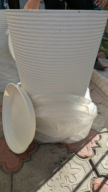 прозрачные чайники: Большой декоративный горшок для растений с поддоном, Кашпо_Напольный