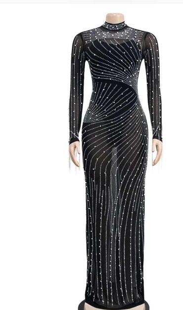 вечерние платья в стразах: Кече көйнөгү, Узун модель, Жеңдери менен, Страздар, S