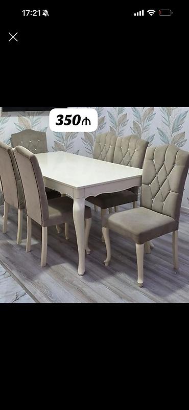 Yemək masası dəsti – 6 stullu - Dəst tərkibi: 1 ədəd düzbucaqlı masa