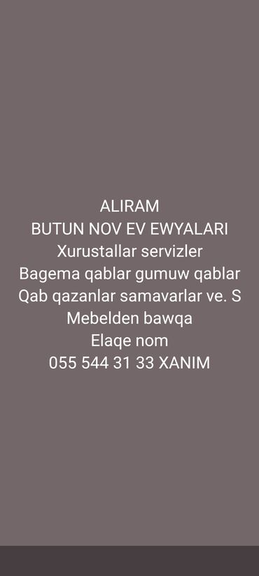 Qab-qacaq və mətbəx ləvazimatları: Aliram qab qacaq