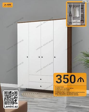 Dolablar: 4 qapılı dolab – Kod: 1789 - Ölçülər: D 47 × H 200 × E 160 sm - Rəng — 1