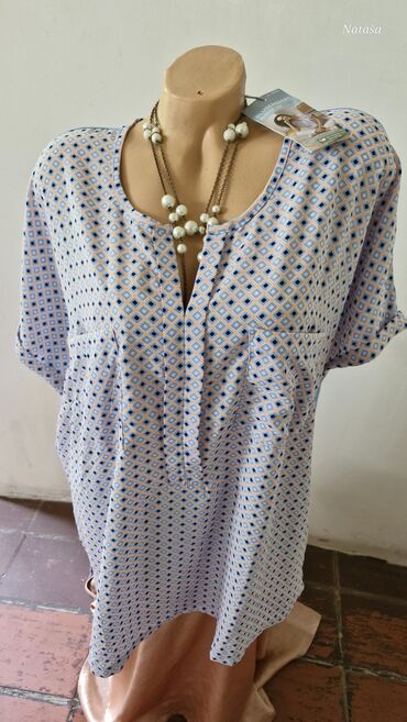 ženske bluze svecane bluze za punije: Tchibo, 3XL (EU 46), Karirani, bоја - Bela
