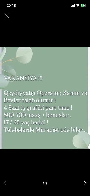 Əməkdaş axtarışı (vakansiyalar): Hostes, qeydiyyatçı tələb olunur, Təcrübəsiz — 3