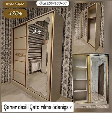 guzgu boydan: Kupe Dolab - Ölçü: 200×160×60 sm - Rəng: açıq bej tonlarında, qızılı — 1