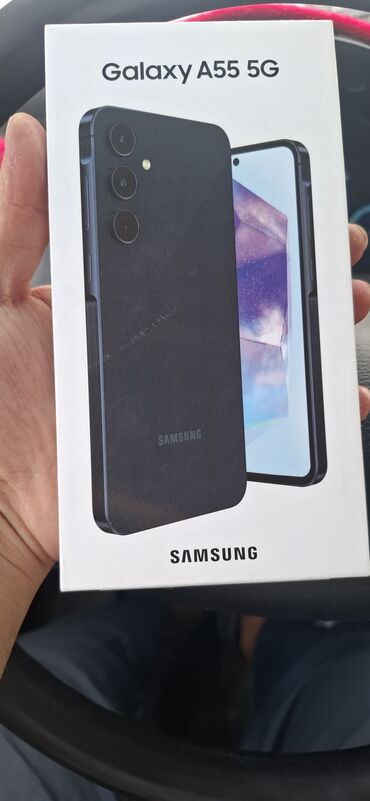 раскладушка телефоны: Samsung Galaxy A55, Новый, 256 ГБ, цвет - Синий, 1 SIM, 2 SIM