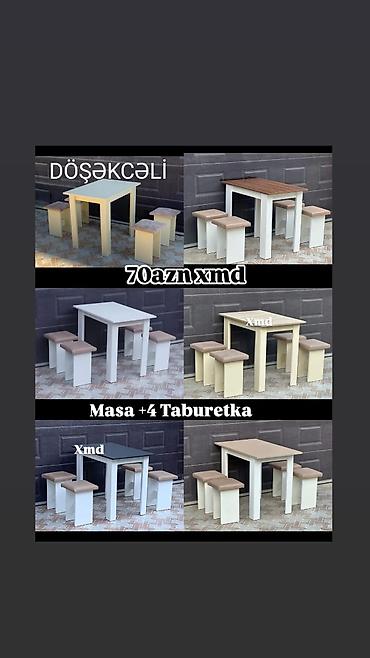 bal: Mətbəx və ya kiçik məkanlar üçün kompakt dəst: masa + 4 taburetka. - — 1