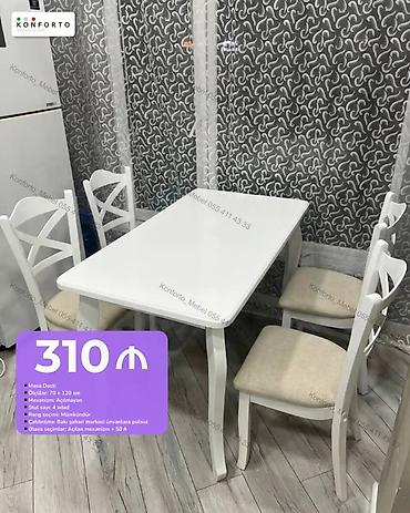Masa dəsti – 4 stulludur - Ölçü: 70 × 120 sm - Mexanizm: açılmayan -