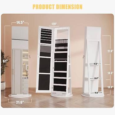 Ormari: Rotacioni ormar za nakit i šminku sa ogledalom u punoj visini - 2-u-1 — 5