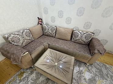 ev əsyalar: Künc divan dəsti – pouf ilə - Rəng: pastel bej/şamua tonları - — 5