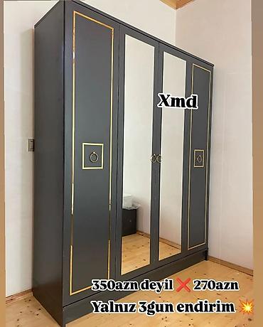 divan taxta: Dördkapılı paltar şkafı – güzgülü model - Ölçü: 1.60 m (eni) × 2.00 m — 1
