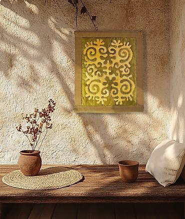 Панно: Национальные стеганные панно. Материал - натуральный шелк. Размеры 35 — 14