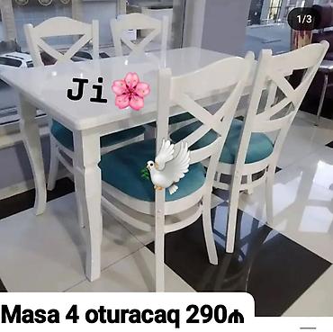 Mətbəx üçün, Yeni, Dördbucaq masa, 4 stul