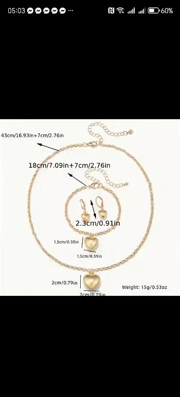 Setovi nakita: Komplet nakita – zlatna boja, motiv srca Sadrži: - Ogrlicu sa — 4