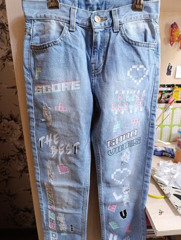 джинсы модные: Джинсы и брюки, цвет - Голубой, Б/у