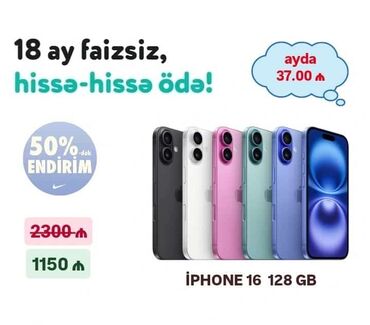 kreditle televizorlar: IPhone 16, 256 GB, Ağ, Kredit, Sənədlərlə, Hissə-hissə ödəniş