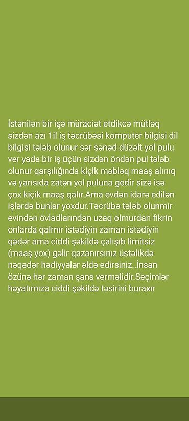 evdə online iş: Evdən idarə olunan onlayn iş imkanı - İş qrafiki: sərbəst, istədiyin — 1