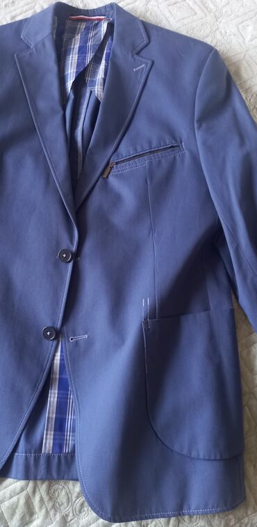 мужской малиновый пиджак: Костюм 6XL (EU 52), цвет - Голубой