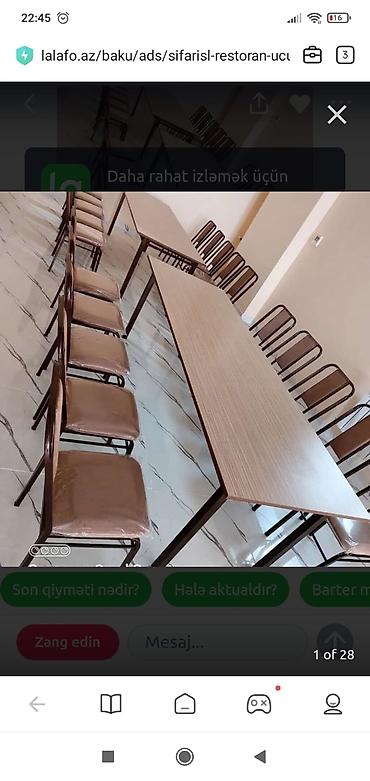 Masa və oturacaq dəstləri: Qonaq otağı üçün, Yeni, Dördbucaq masa, 10 stul — 17