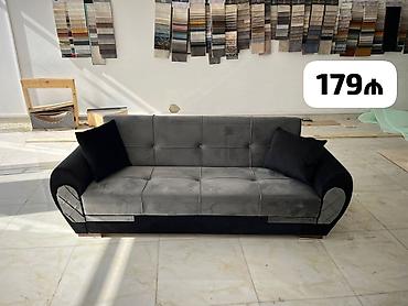 Mebel kateqoriyası: Divan - Rəng: boz oturacaq və bel hissəsi, qara