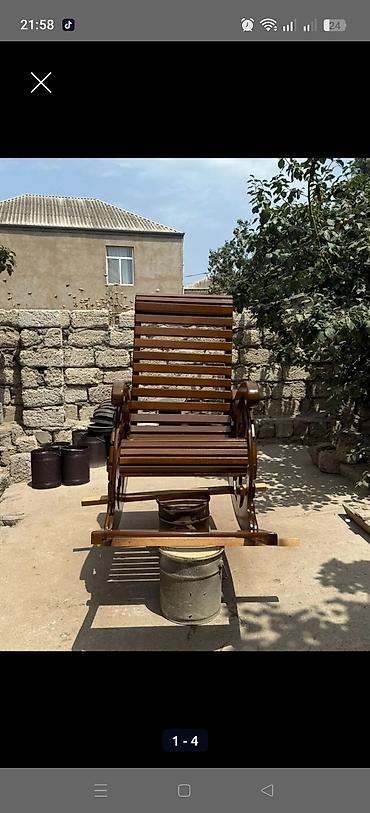 kreslo yelləncək: Taxta yelləncək kreslo - Material: keyfiyyətli ağac, lak və cila ilə — 2