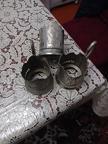 stekan bezekleri: Metall fincanaltılar – 3 ədəd dəst - Material: latun .mnç.(gümüşü — 1