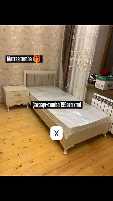 Çarpayı + tumbi dəsti - Komplekt: tək nəfərlik çarpayı və iki