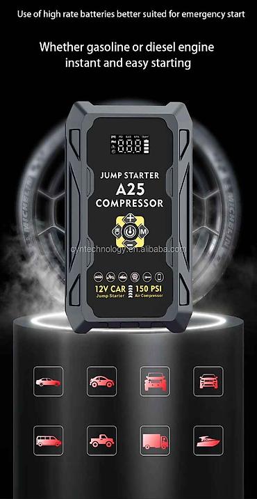 Jump Starter + təkər nasosu 4-ü 1-də (10.000 mah) Charging Output — 9