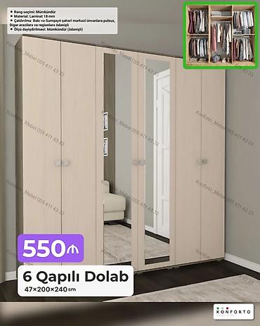 Ev üçün mebel: 6 qapılı paltar dolabı - Ölçü: 47×200×240 sm - Material: 18 mm — 1