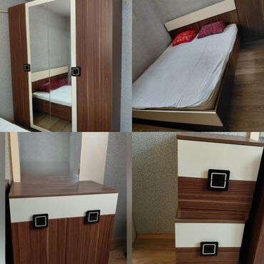 трюмо: Двуспальная кровать, Шкаф, Трюмо, 2 тумбы, Б/у