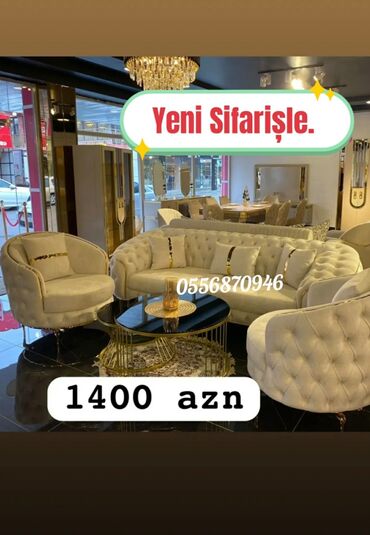 kunc divan metbex ucun: Yeni, Divan, 2 kreslo, Bazalı, Açılan