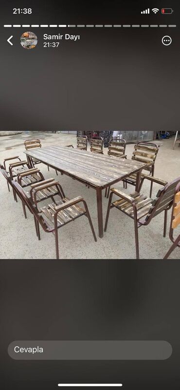 Masa və oturacaq dəstləri: Balkon üçün, Yeni, Açılmayan, Dördbucaq masa, 12 stul — 18