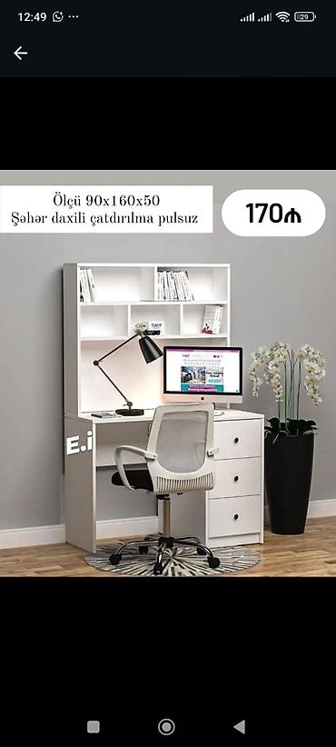 miz stol: Düz masa, Stulsuz, Polkalı, Siyirməli, Sadə laminat — 1