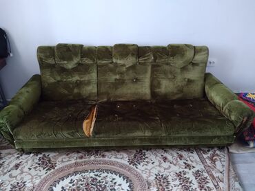 перетяжка диван: Диван-кровать, цвет - Коричневый, Б/у