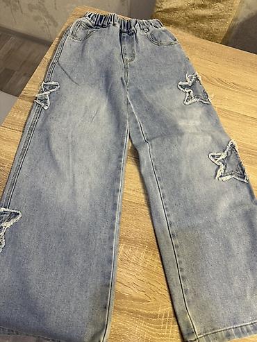 cins salvar olculeri: Uşaq üçün geniş kəsimli cins şalvar - Rəng: açıq mavi yuyulmuş denim — 3