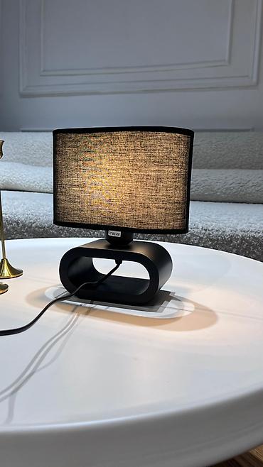smart light: Настольная лампа с абажуром из льна чёрный 1500 сом с пером простой — 5